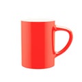 Red ceramic mug isolated on a white background, cup for drinks, tea and coffee, mockup for advertising and design. 3d illustration Royalty Free Stock Photo