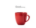 Red ceramic mug on white background