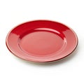 Red ceramic plate isolated on white background Royalty Free Stock Photo