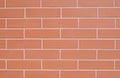 Red ceramic slabs imitating bricks on wall