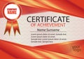 Red certificate or diploma template. Red frame. The text on separate layers. Reward. Winning the competition. Award winner. Royalty Free Stock Photo