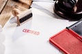 Red certified rubber stamp