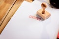 Red certified rubber stamp