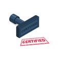 Red certified rubber stamp on a white sheet of paper. Vector flat Royalty Free Stock Photo
