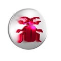 Red Chafer beetle icon isolated on transparent background. Silver circle button.