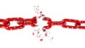 Red chain break divorce emotions feelings - 3d rendering