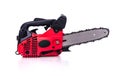 Red Chainsaw isolated on a white background. Royalty Free Stock Photo