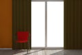 Red Chair in Empty Room with Window