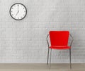 Red Chair with Modern Clock Royalty Free Stock Photo