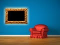 Red chair with picture frame Royalty Free Stock Photo