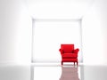 Red chair on a white room