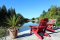 Red Chairs on Deck Waiting for Someone to Relax Royalty Free Stock Photo