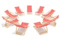 Red chaises longue in circle Royalty Free Stock Photo