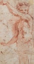 Red chalk study Herm with raised left arm by Raphael