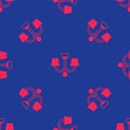 Red Chandelier icon isolated seamless pattern on blue background. Vector Royalty Free Stock Photo