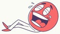 A red character laughing hysterically on the floor. Rolling on the floor. vector design Generative AI Royalty Free Stock Photo