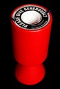 Red charity collection tin