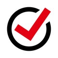 Red check box icon. Shape is round. Royalty Free Stock Photo