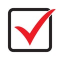 Red check mark in a box. Vector icon Royalty Free Stock Photo