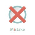 Red check mark icon in a circle. Cross symbol in red color. Answer with mistake Royalty Free Stock Photo