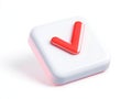 Red check mark on white square isolated on white background. symbol for approval, success, and validation. use cases: ui, ux, web Royalty Free Stock Photo