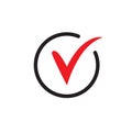 Red check simple icon. Approved Tick sign. Confirm, Done or Accept symbol.