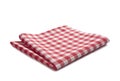 Red checkered folded cloth isolated.Picnic kitchen towel on white background Royalty Free Stock Photo