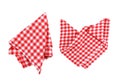 Red checkered folded napkin,picnic cloth,checked kitchen towel Royalty Free Stock Photo