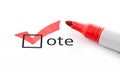 Red checkmark on vote checkbox Royalty Free Stock Photo