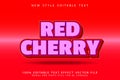 Red Cherry editable text effect 3D emboss modern style