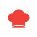 Red chef\'s hat symbol on a white background. Simplified design with a rounded top an Royalty Free Stock Photo