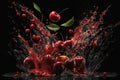 Red cherries on a black background. Royalty Free Stock Photo