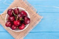 Red cherries in bowl Royalty Free Stock Photo