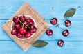 Red cherries in bowl Royalty Free Stock Photo