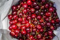 Red cherries fruit , top view Royalty Free Stock Photo