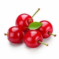 Red Cherries Isolated On White: Meticulous Photorealistic Still Life Royalty Free Stock Photo