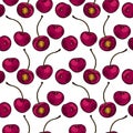 Red cherries. Seamless pattern. Vector illustration Royalty Free Stock Photo