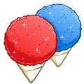 Red Cherry and Blue Raspberry Snow Cone Vector Cartoons