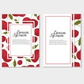 Red cherry card, frame. Vintage vector template for design. Background wallpaper