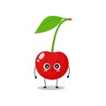 Red cherry character with cute expressions, adorable smile, berry