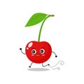 Red cherry character with cute expressions, run, panic