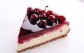 Cherry cheesecake isolated on white background Royalty Free Stock Photo