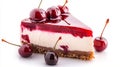 Cherry cheesecake isolated on white background Royalty Free Stock Photo