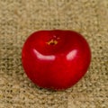 Red cherry close-up on a fabric background. Royalty Free Stock Photo