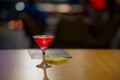 Red cherry cocktail selective focus