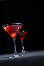 Red cherry cocktail in tall martini glass Royalty Free Stock Photo