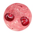 Red cherry cocktail top view isolated on white background, clipping path included Royalty Free Stock Photo