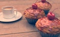 Red Cherry cupcakes, muffins, vintage look