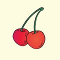 Red cherry, hand drawn doodle, sketch Royalty Free Stock Photo