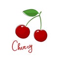 Red cherry isolated on white background